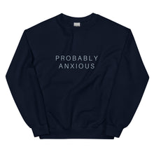 Load image into Gallery viewer, Probably Anxious - Baby Blue Text Crewneck Sweatshirt